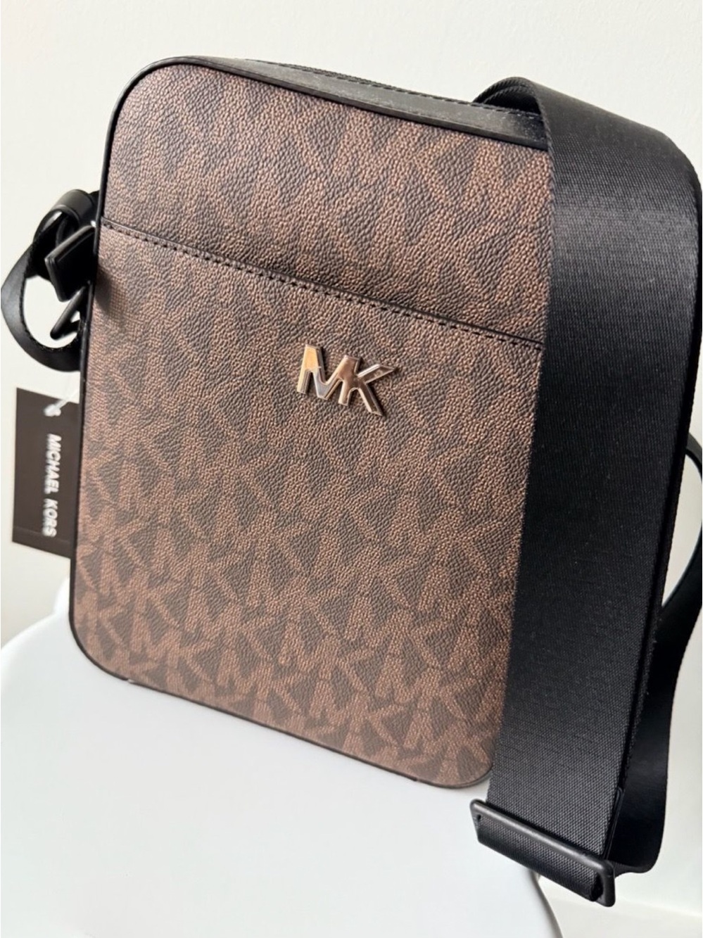 Michael Kors Brown MK Monogram Crossbody Messenger